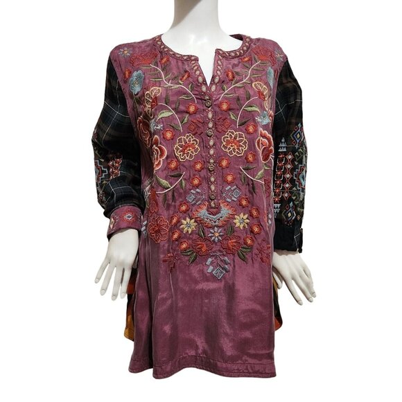 John Mark Tops - John Mark Women's Top Tunic Size 1X Embroidered Boho Mixed (39)